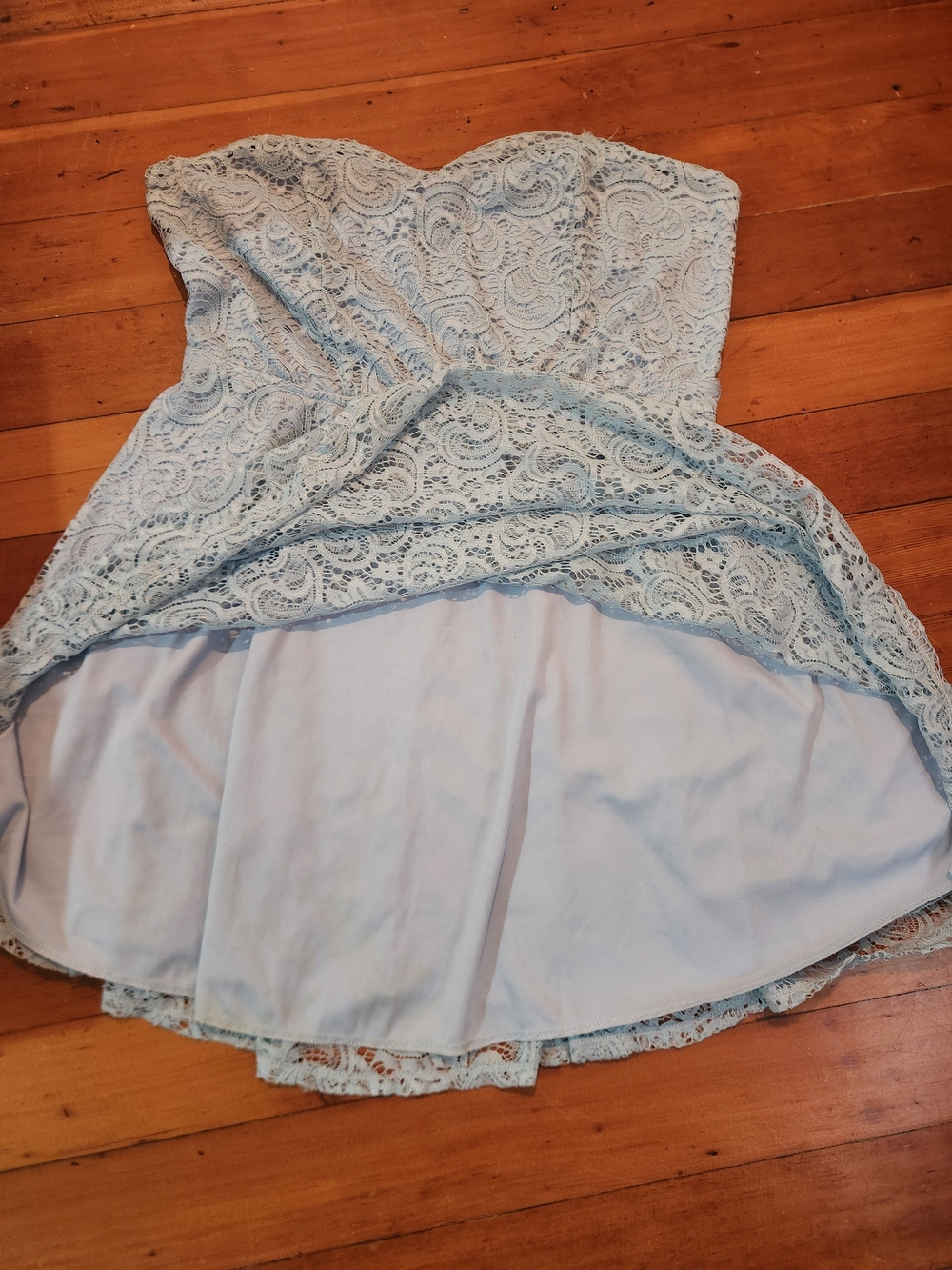 Rue21 Strapless Light Blue Lace Fit-and-Flare Dress - Picture 2 of 4